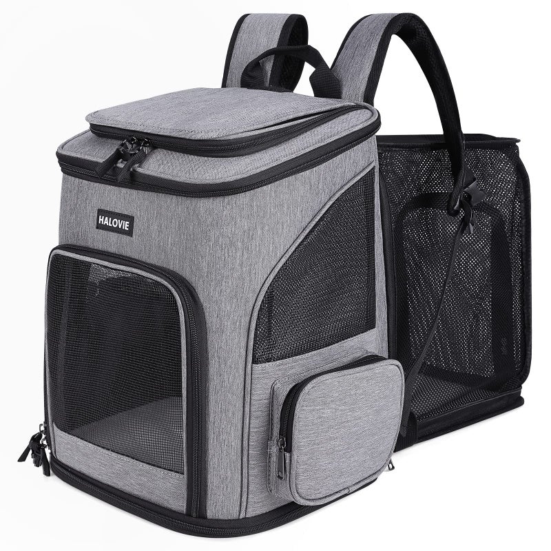 HALOVIE Pet Carrier Backpack Expandable for Cats Dogs Under 18 LB, Breathable Mesh Cat Backpack Carrier Bag, Foldable Dog Backpack Carrier for Small Dogs Rabbits Puppies - Image 1